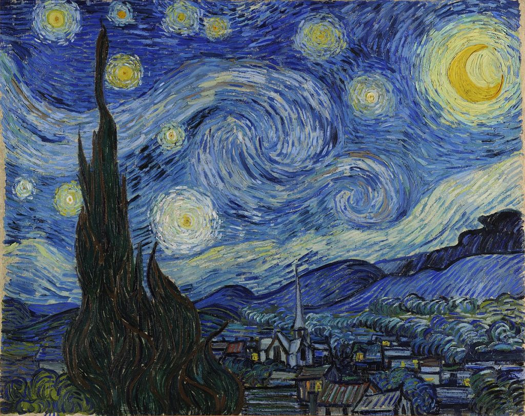 The starry night oil painting