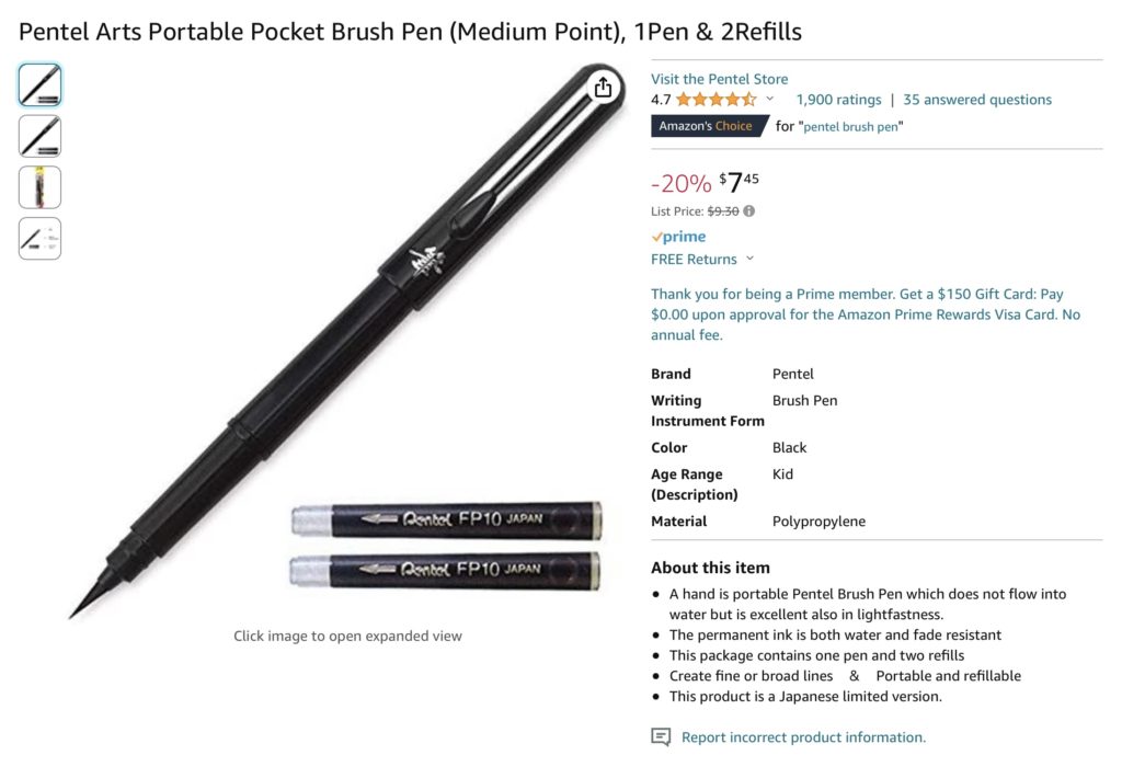 Brush pen tip