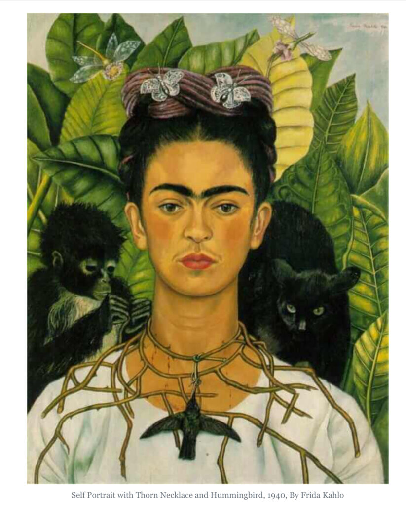 Frida Kahlo and her self portraits hummingbird