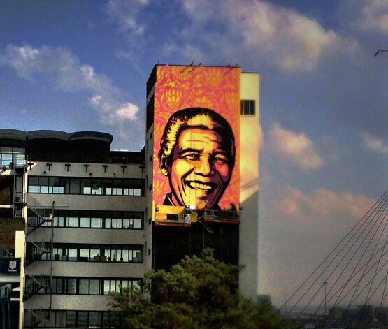 Nelson Mandela mural by Shepard fairey